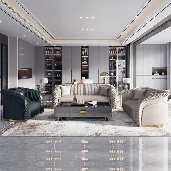 Curved Armrests Multi Functional Modern Italian Leather Sofa Set 108*94cm