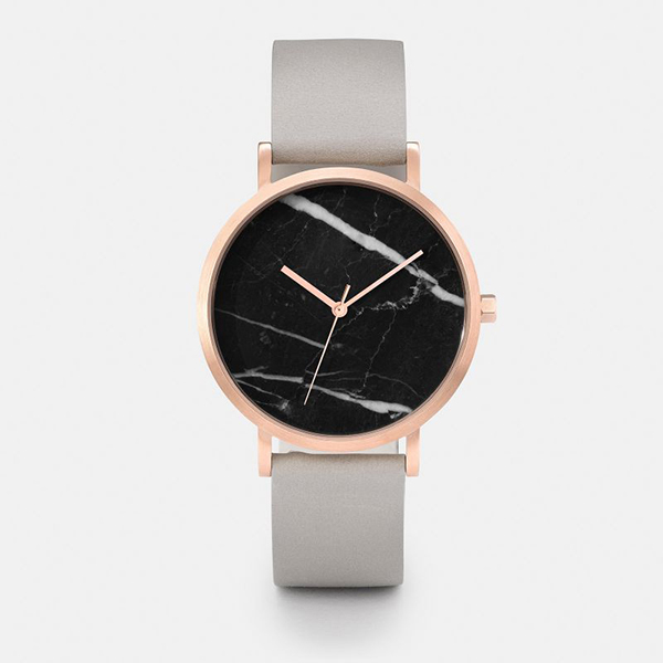 Leather Band Real Marble Face Womens Watch 3atm Water Resistant