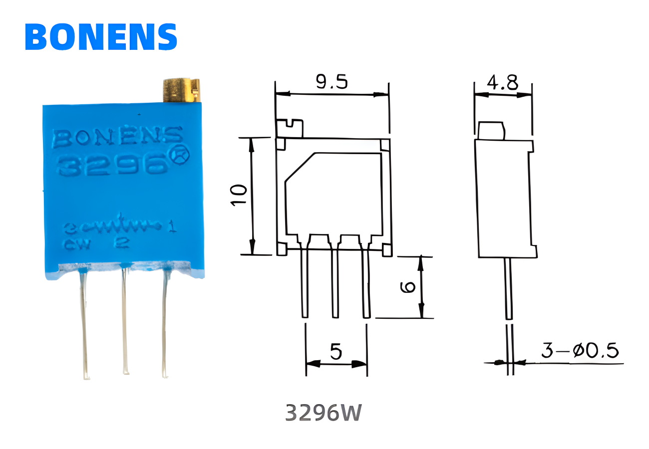 3296w 10k ohm 0.5 watt glass glaze multiturn rotary trimmer potentiometers variable resistors