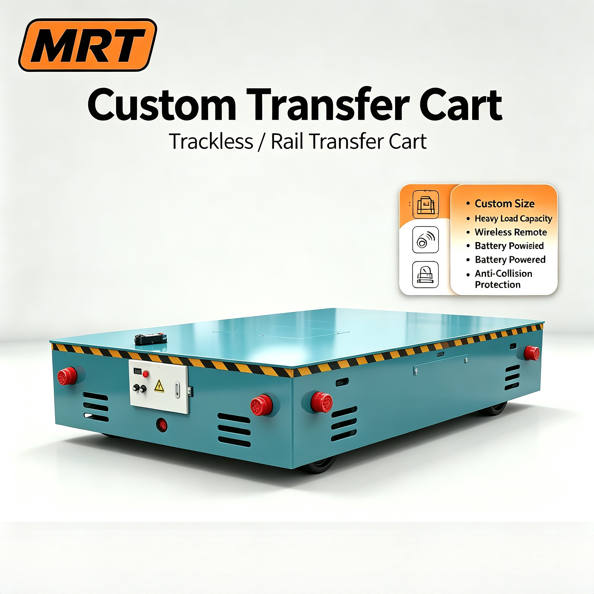Heavy Duty Rubber Wheel Transfer Cart Battery Driven Trackless Transfer Cart For Plant Internal Material Conveying