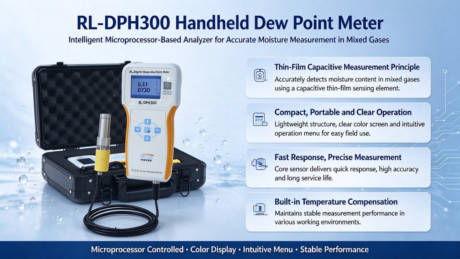 Metal Handheld Gas Dew Point Analyzer Micro Water Tester Trace Water Analyzer Detector