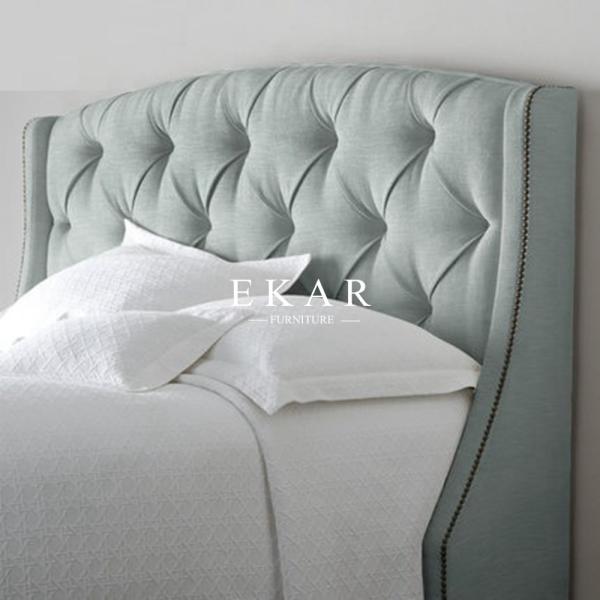 Headboard Upholstered Fabric King Wooden Bed