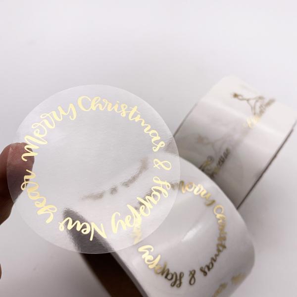 Gold Foil Hot Stamping Self Adhesive Transparent Packaging Label Stickers Printing