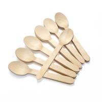 160 mm Pequenas colheres redondas biodegradáveis de madeira