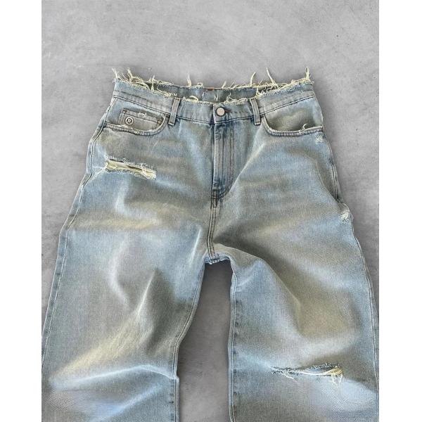 Custom Wide Leg Pants Mid Waist Denim Baggy Tears Jeans Women Plus Size Men's Trousers