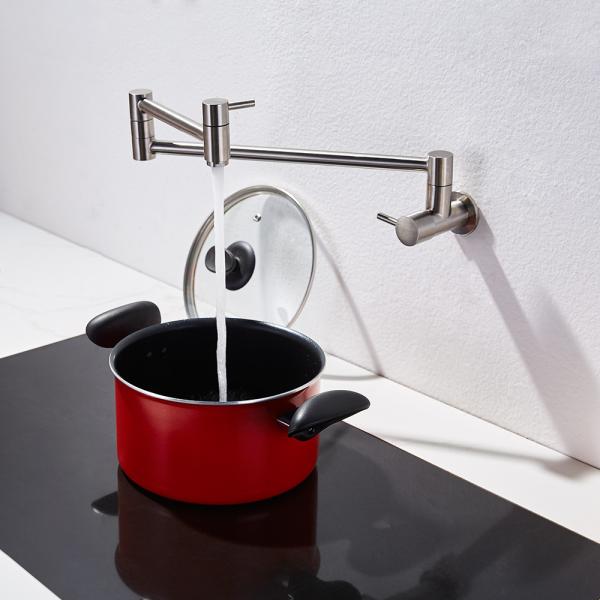 Steel 304/316 material Wall Mount Folding 360 Swivel Double Joint Spout Kitchen Sink Water Tap Faucet Pot Filler