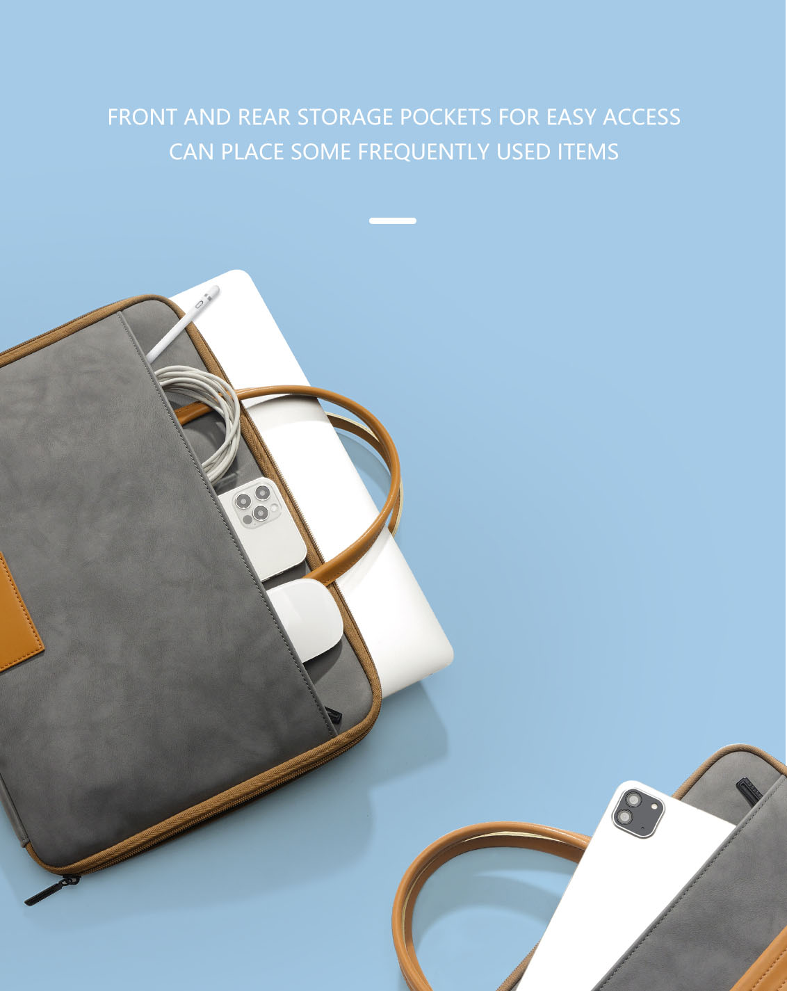For Laudtec 13-16 Inch PU Leather Laptop Bag 180° Opening Notebook Cover Portable Handbag for School Lap Top Briefcase Wholesale OEM/ODM/Private Label