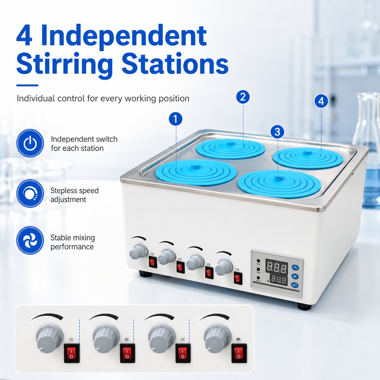 High Quality Magnetic Stirring Water Bath Digital Temperature Control Stainless Steel Lab Stirrer Heater for School Research