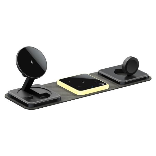 Wireless 3 In 1 Foldable Magnetic Charger Stand 15W Fast Quick Charging 20W Output Power For Earphones
