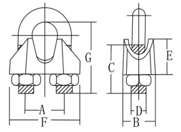 Electric Galvanized DIN741 Forged Cable Clamps Cable Rope Clips Carbon Steel