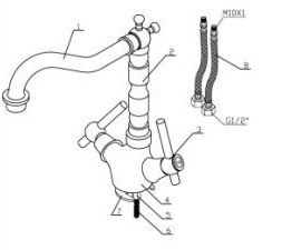 Bronze Classic Kitchen Sink Water Faucet , Antique Two Handle Industrial Sink Taps