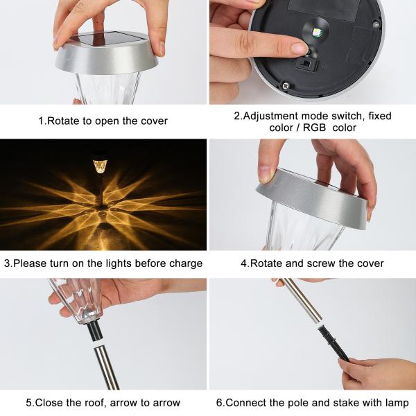 Lumières solaires de jardin de verre trempé imperméable dans l'éclairage solaire au sol de paysage