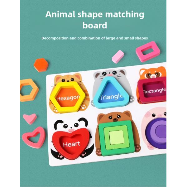 Wholesale Wooden Animal Puzzles Children Shape Cognitive Toy Colorful Wooden Shape Matchin Toy
