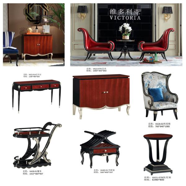 New classic Luxury Furniture Round Dining Tables and Wine Cabinet in glossy painting with Leather Upholstered Chairs