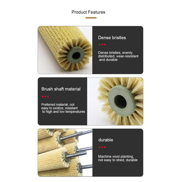 Industrial Cylindrical PP Vegetable Fruit Roller Brush For Washing And Peeling