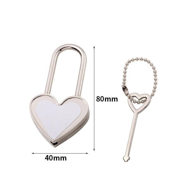 Cerradura de amor de sublimación de metal en blanco con llave de sublimación personalizada