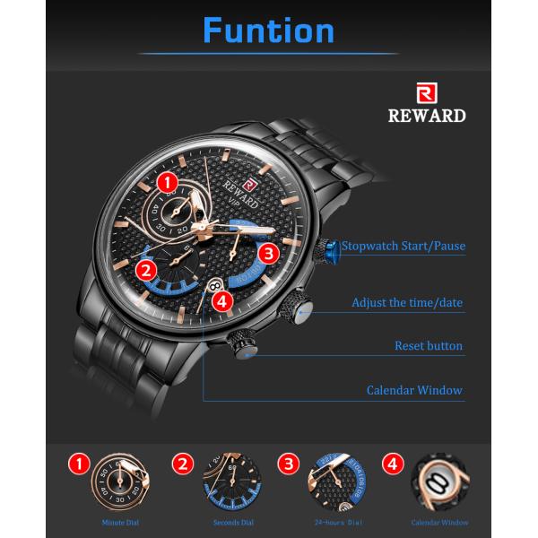 Stainless Steel Chain Mens Metal Strap Watches , Chronograph Mesh Wristband Watch