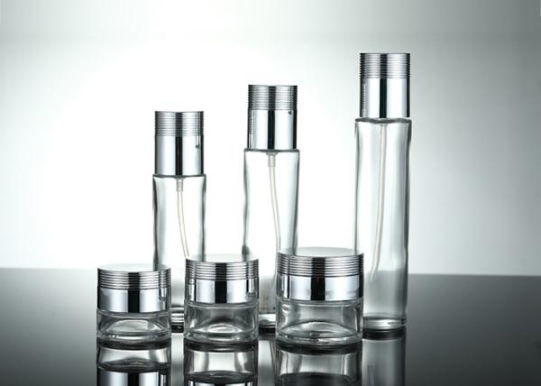 Empty Facial Oil Packaging Clear Frosted Glass Cosmetic Pump Bottle 50ml 80ml 100ml