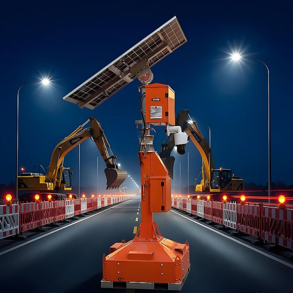 Mobile Solar Light Tower LED Illumination Temporary Worksites Simple Solar Light Tower
