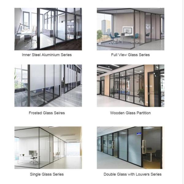 EBUNGE 10mm Environmental Aluminum Tempered Single Glass Office Partition Walls