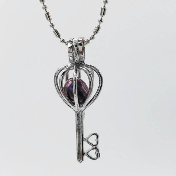 Fashion Real Freshwater Pearl Beads Key Locket Cage Pendant for Necklace Jewelry