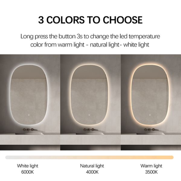 Irregular Copper Free Silver Mirror Wall Mounted Frameless Anti Fog Bathroom Smart LED Mirror With Light