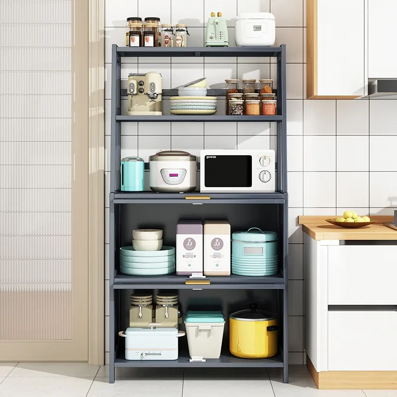 Kitchen Storage Solution Multi-function Floor-standing Dining Sideboard with BAMBOO Material and Multi-layer Design