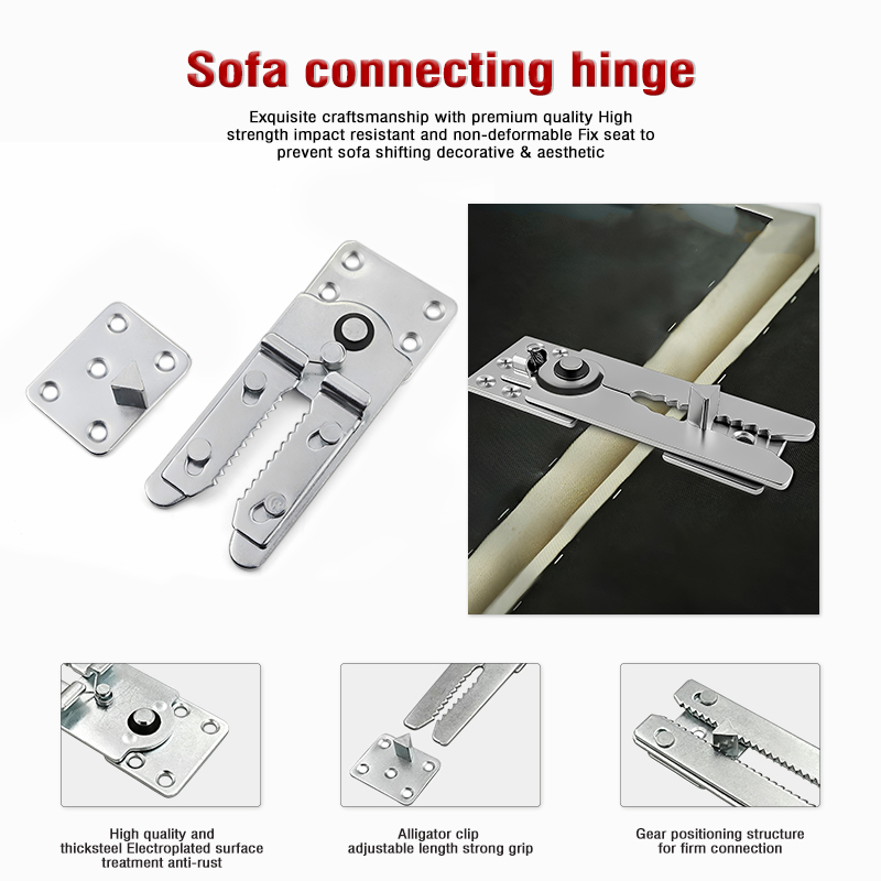 Factory Direct Sale Metal Sofa Triangle Connector Base Alligator Mouth Hinge Furniture Hardware Fastener Accessories