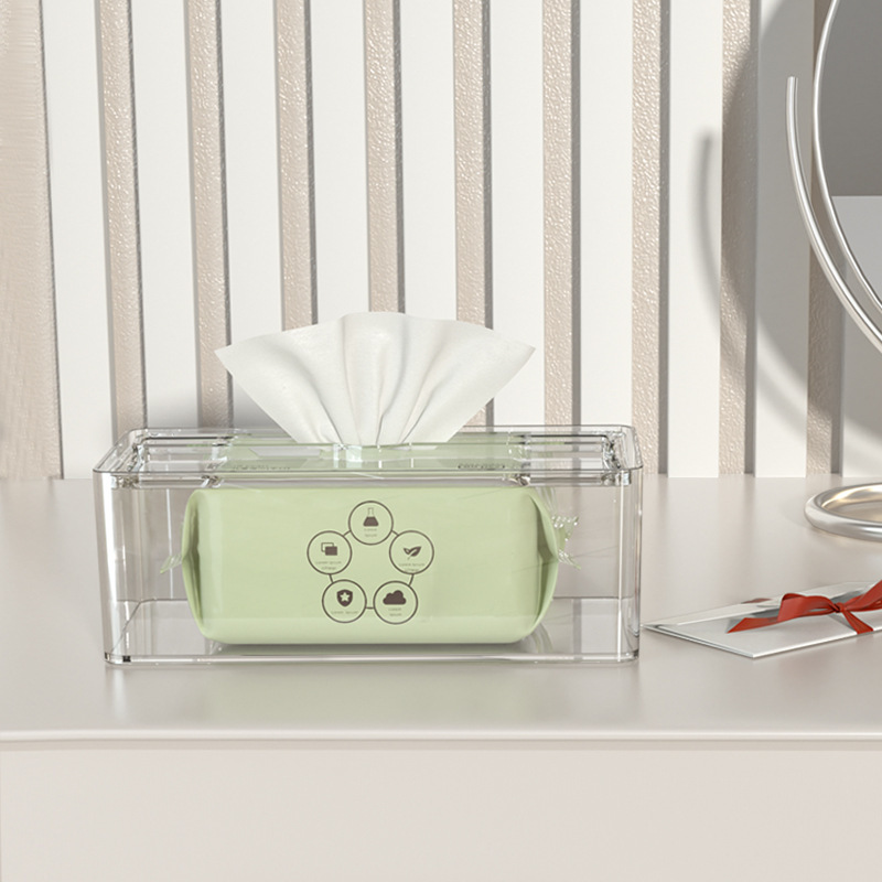 Tissue Box Facial Tissue Face Towel Desktop Storage Box Large Toilet Toilet Kitchen Pumping Paper Box Light Luxury Transparent