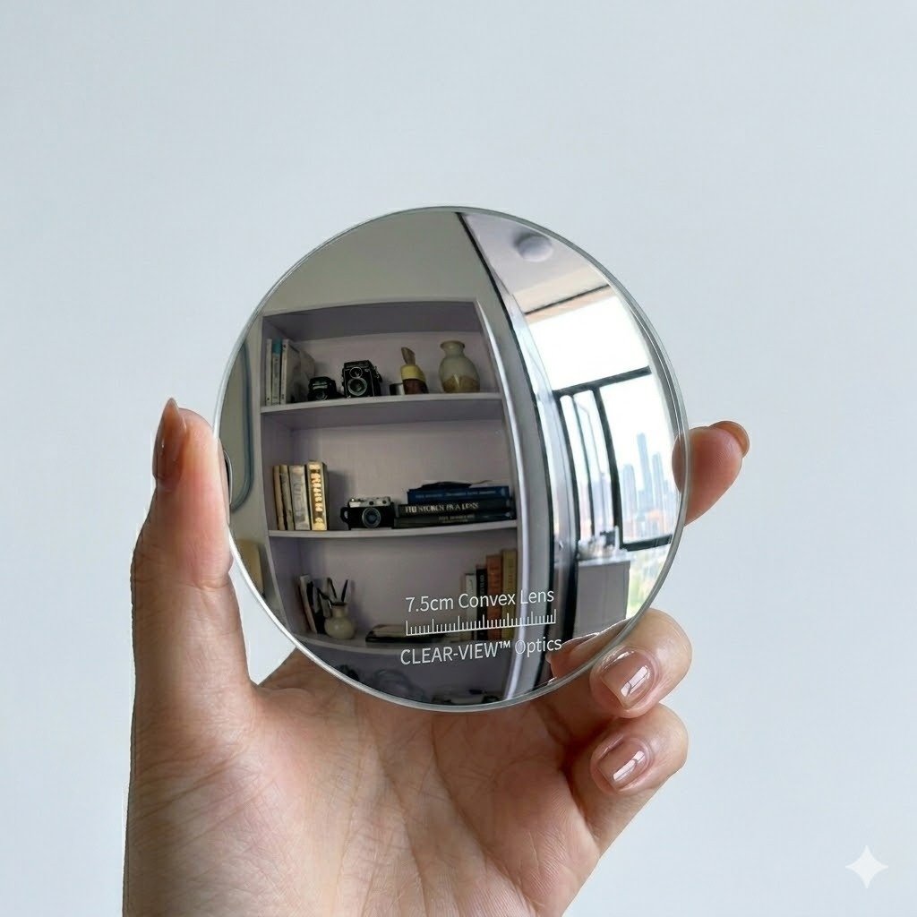 7.5cm Mini Round PMMA Convex Selfie Mirror Lightweight Wide Angle Group Photo