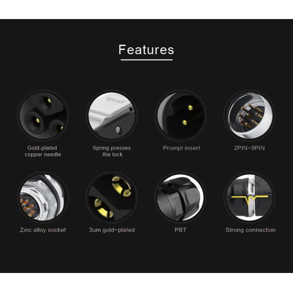 LP16 series Black Plastic Shell 3Pin Electric Plug and Socket Waterproof Connector for Lighting and Audio and Visual