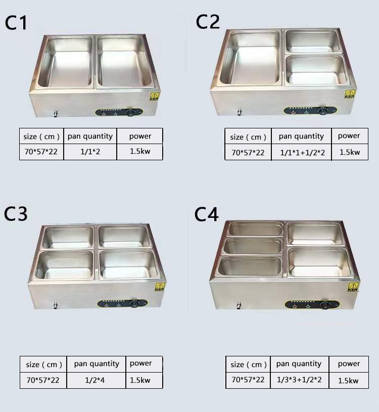 Rectangular Bain Marie Electric Food Warmer 150L 3 Pan Bain Marie