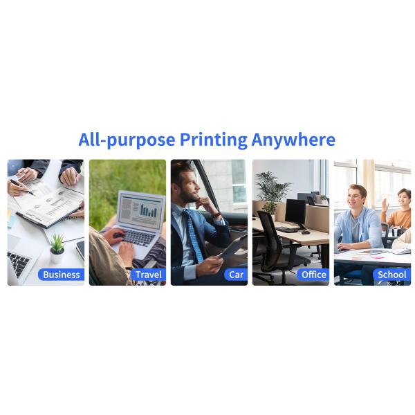 PN81 Inkless Portable Printer for Travel, 300Dpi Wireless Bluetooth Thermal Printer, Compatible with Android/iOS & Laptop