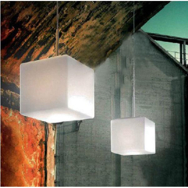 Modern Cubi Pendant Lamp milk white cubic glass cube Suspension Light（WH-MI-334）