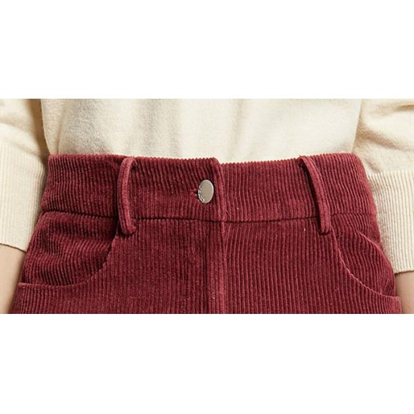 Red Corduroy Wrap Ladies Dress Skirt Knee Length Casual High Waist Skirt