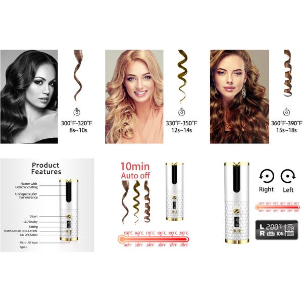 Беспроводной керамический автоматический вращая керамический Curler волос перезаряжаемые 50HZ/60HZ