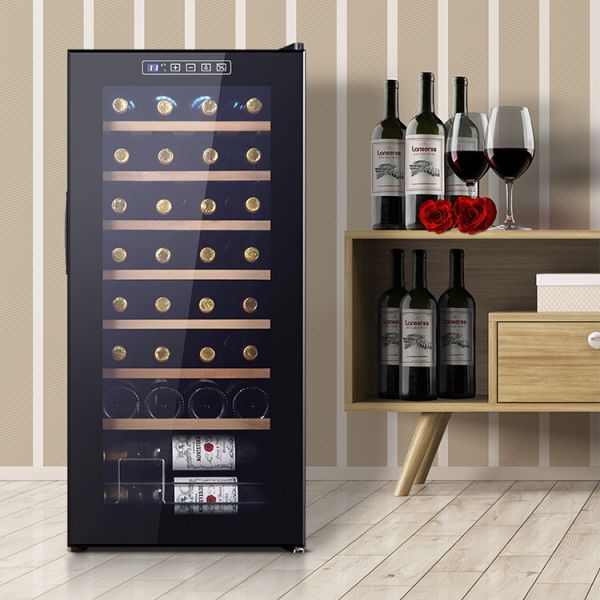 Freestanding 32-Bottle Wine Cooler with Digital Temperature Control and Adjustable Shelves