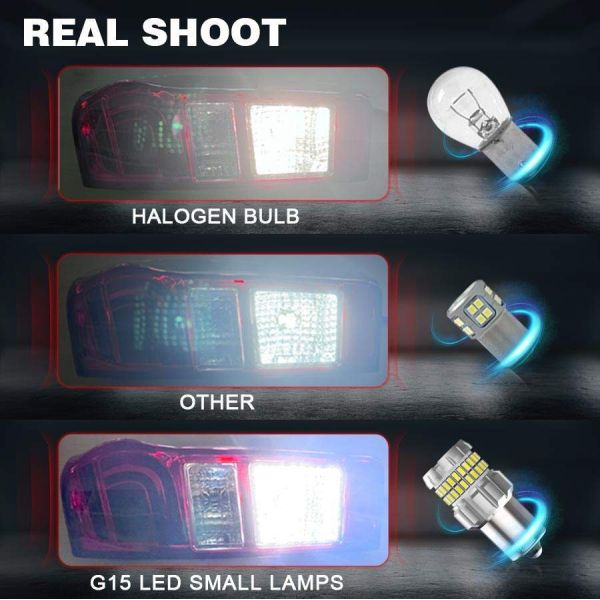 Halogen Size Non Polarity 850LM 8W G15 LED Turn Signal Light7440 W21W 3156 1156 Back up Lights for Car LED Small Bulb