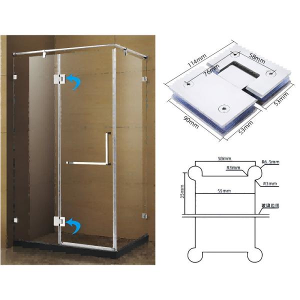 90*58mm Garniture de charnière de douche en verre étanche à l'eau Garniture de porte de douche