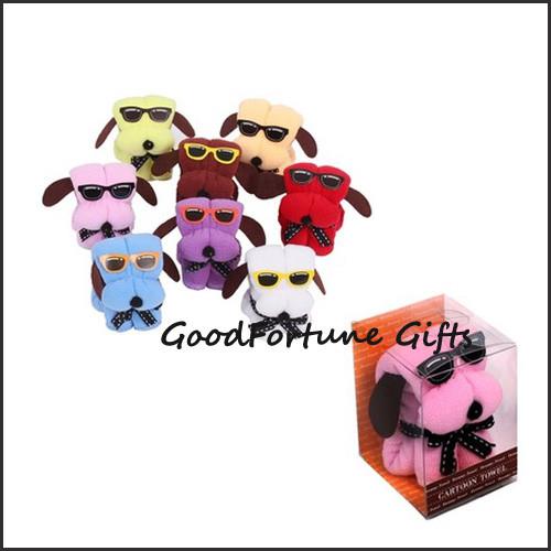 cheap promotional creative dog shape cotton towel wedding birthday festival gift