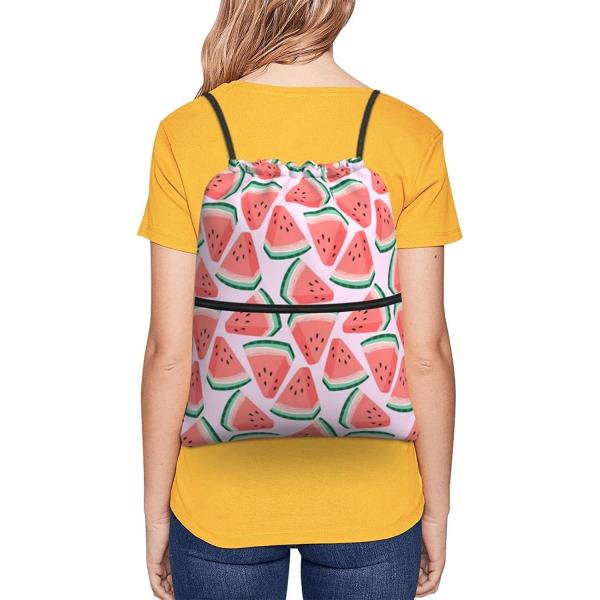 Watermelon Drawstring Gym Backpack Bag Waterproof For Men Women With Pockets