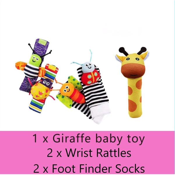 12 Months BABY Bunny Foot Finder & Wrist Rattles For Infants Socks Entertainment