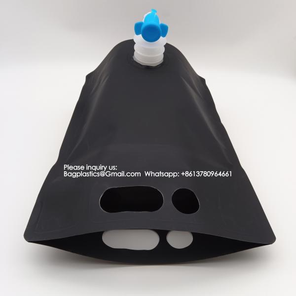 Spout Pouches Matte Black Aluminum Foil 2lier 4Liter Coffee Milk Oil Fruit Juice Wine Stand Up Drink Pouch With Tap
