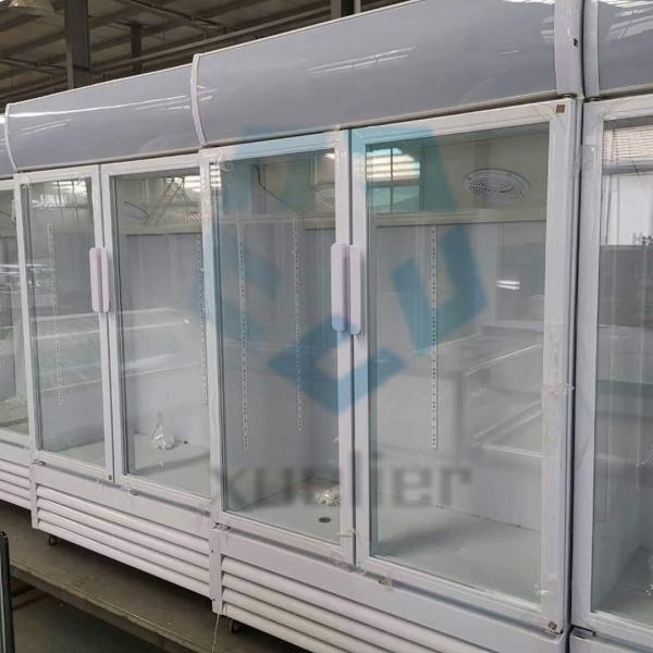 Commercial double-door upright glass beverage display freezer