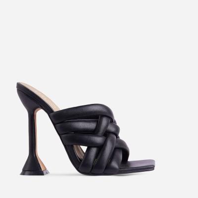 Custom Color Mules Women'S High Heel Slippers NAPPA PU Braided Straps