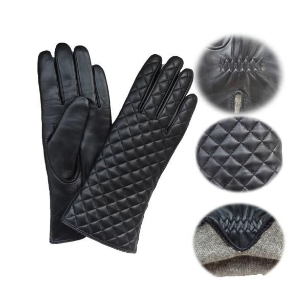 Fashion Ladies Genuine Shearling Gloves Women'S Wool Lined Leather Gloves