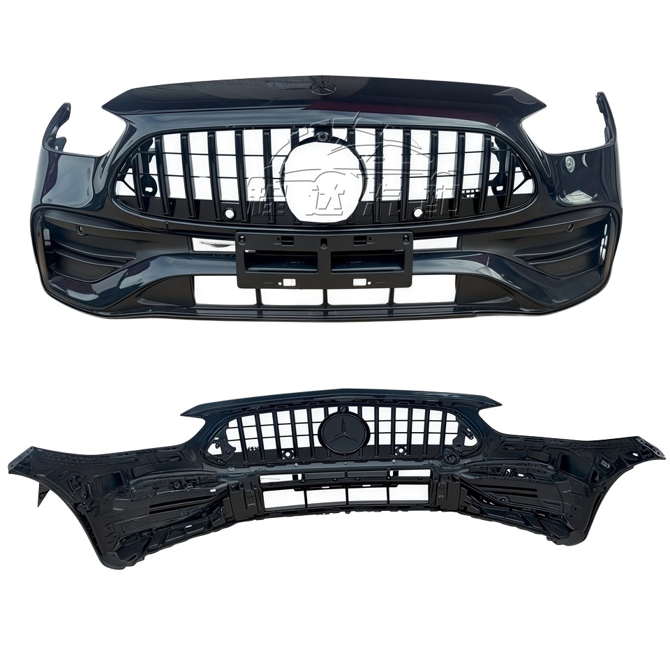 Premium AMG Style Front Bumper Wrap Body Kit with Gloss Black Radiator Grille & Air Intakes for Mercedes W206 C350 C200 Facelift