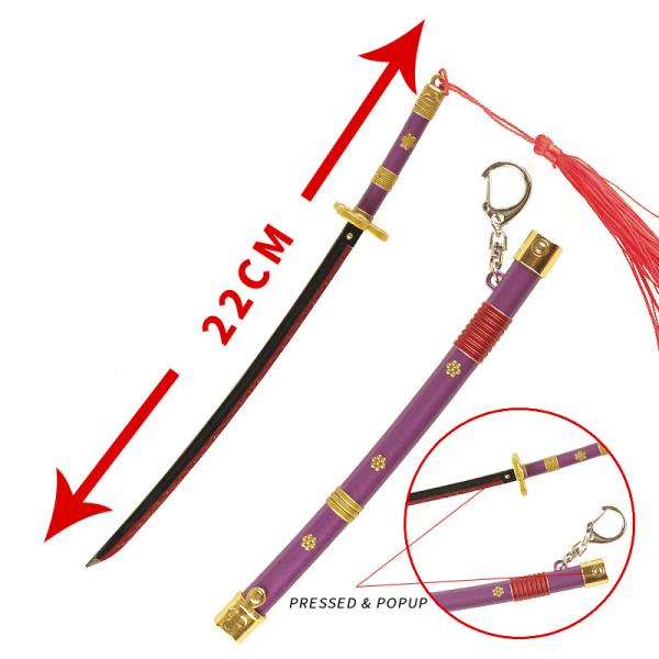 Purple One Piece Zoro Sword Keychain Enma Zinc Alloy 100% Custom