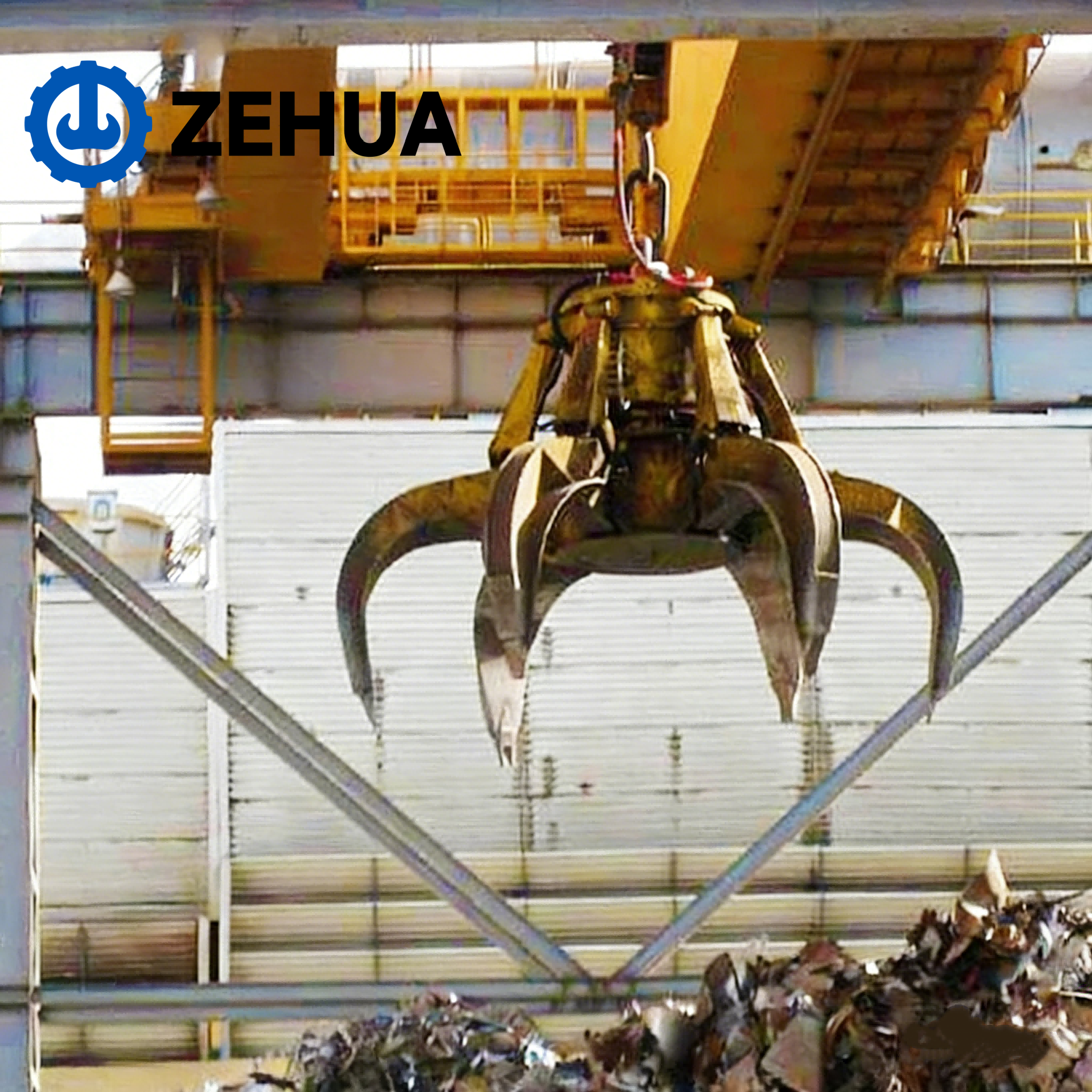 QZ Type Intelligent Grab Bucket Double Girder Overhead Crane with Hydraulic Grab for Waste Disposal Use