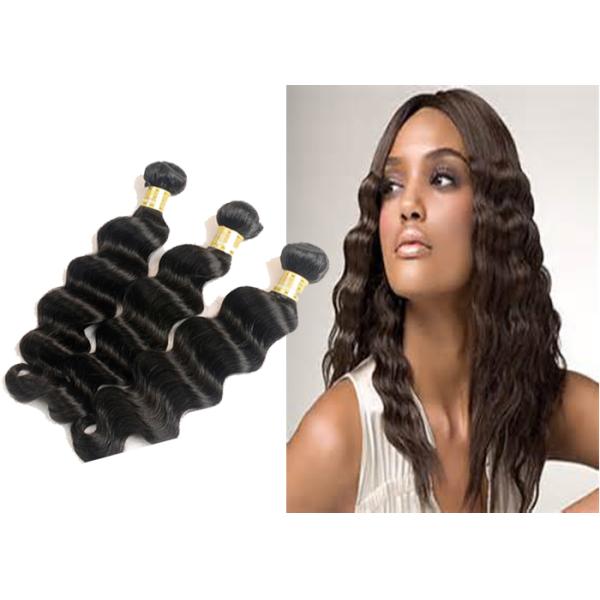 No Shedding Virgin Brazilian Hair Extensions Black Body Wavy Hair Weave